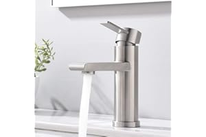 VC CUCINE VCCUCINE Modern Commercial Brushed Nickel Single Hole Single Handle Bathroom Faucet, Laundry Vanity Sink Faucet With Two 3/8" Hoses