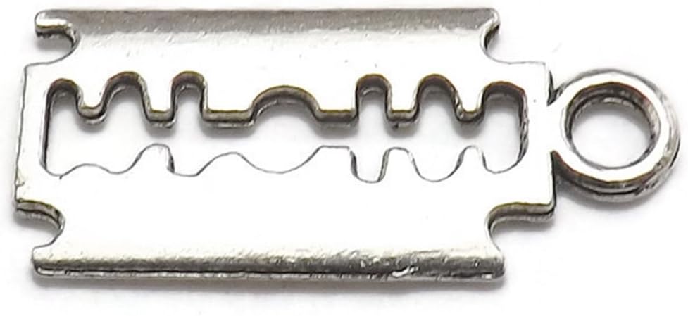 20 Razor Blade Charms silver tone