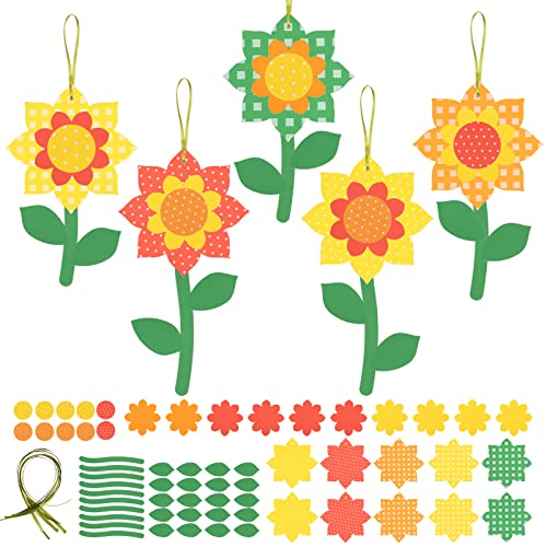 Fennoral 10 Pack Sunflower Crafts for Kids Make You Own Flowers Foam Stickers Ornament DIY Arts and Crafts for Boys Girls Spring Summer Art Activity Birthday Decoration