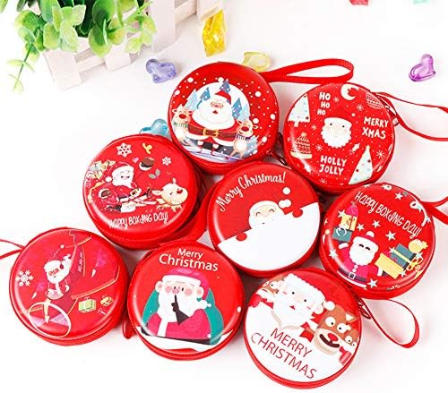 [Christmas Gifts]-Christmas Santa Claus Mini Coin Purse Round Zipper Wallet Earphone Key Bag
