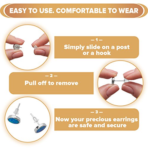 Earring Backs Rubber Secure Backings - Replacements, 100 Pairs - Soft Clear Silicone Stoppers - Fit Fish Hook Posts - Extra Safety - Perfect for Jewelry Making (Fitting Head and Eye Pins)…