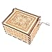 Mini Music Box Hand Crank Carved Wood Musical Gifts,Play Let it Be,Brown