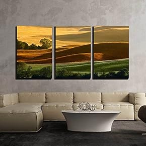 3 Piece Canvas Wall Art - Countryside Landscape in Tuscany Region of Italy - Modern Home Art Stretched and Framed Ready to Hang - 16"x24"x3 Panels