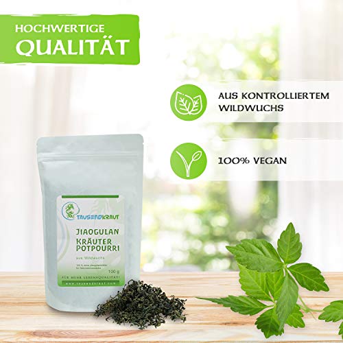 Jiaogulan - das Original seit 2006 - aus kontrolliertem Wildwuchs Anbau in den Bergen von Hunan - Premium Tausendkraut Qualität - Labor geprüft - 100g – Bild 6