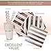 69 Pieces - Rose Gold Paper Plates - Striped White and Rose Gold Party Plates and Napkins Sets - Disposable Dinnerware Set for 8 Guests