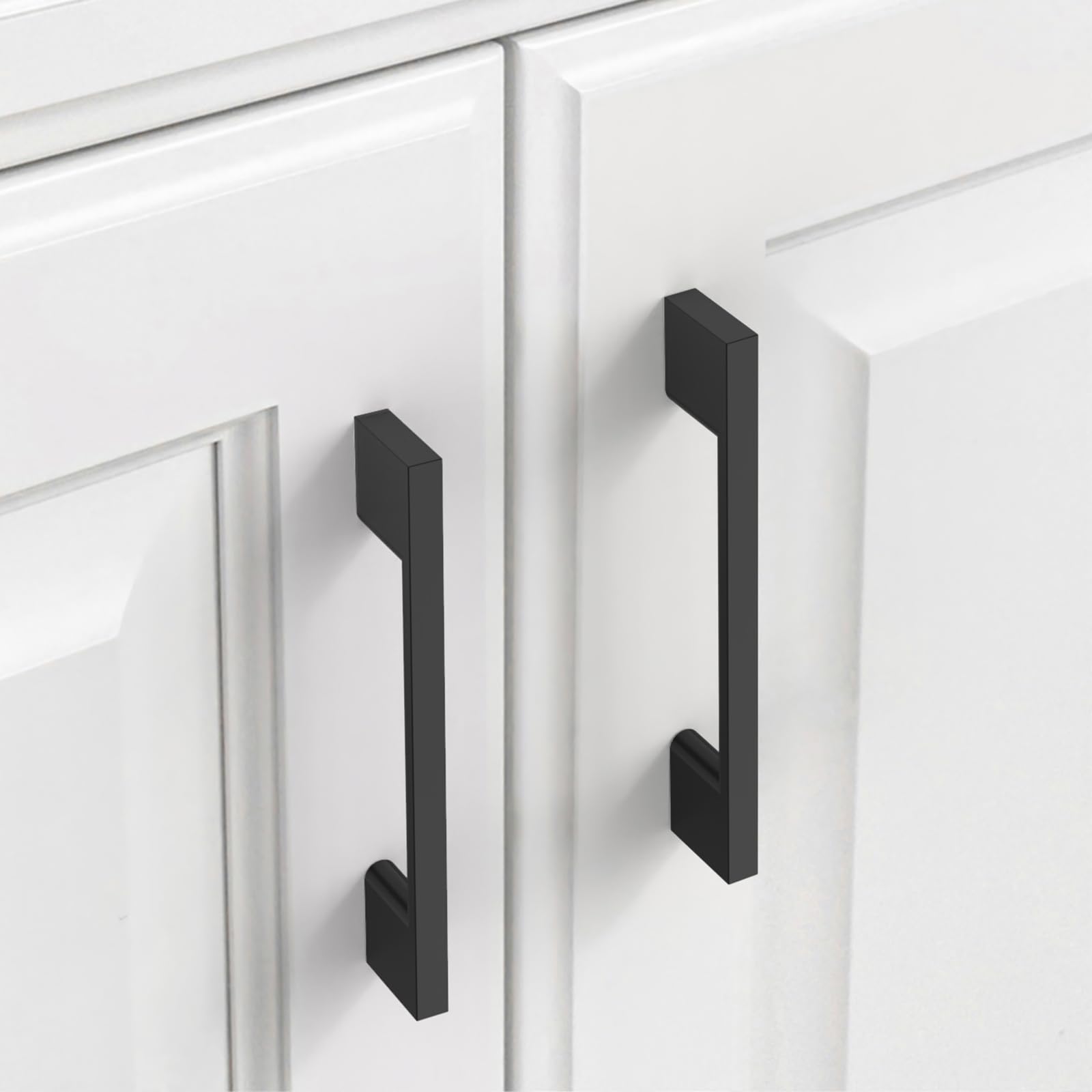 9BUILD 10 Pack Matte Black Cabinet Pulls - 96mm Zinc Alloy Wardrobe & Kitchen Handles - UK0035