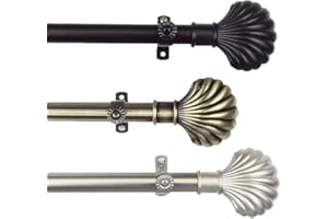 A&F Rod Decor - Curtain Rod Set 28-48 inch w/Shell Finial - Black