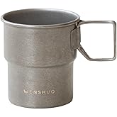 WENSHUO Outdoor Folding Cup,Small Camping Mug,Vintage Stainless Steel,10.14 fl oz (300 ml)
