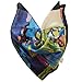 ETSYG 32’’ Silk Scarf Women’s Oil Painting House Pattern Large Square Satin Headscarf Headdress