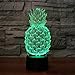 Pineapple 3D Illusion Lamp LED Pineapple Night Light for Living Bedroom Decor 16 Colors Changing USB Charging/Battery Powered Ananas Desk Table Lamp for Party Supplies Birthday Gift Toys for Kid