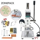 ZONEPACK 5x7cm Digital Embossing Machine Hot Foil Stamping Machine Manual Tipper Stamper for PVC Leather Pu and Paper Stamping with Paper Holder and Scale