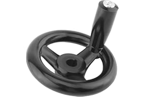 Bettomshin 1PCS 3.94 inch Anti-Slip 3 Spoked Lathe Handwheel Black PP w Revolving Handle， Center Hole Diameter 12mm/0.47inch for Milling Machine Lathes Grinders Black