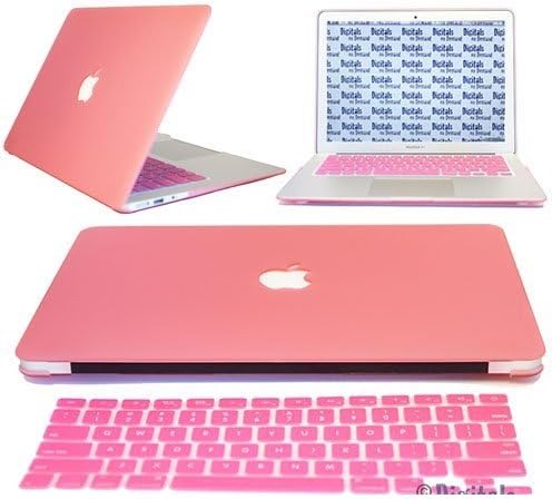Moca (Logo Cut) Macbook Air 13 Inch Case (Get 3 Saviour Accessories Free For Air13) Skin Cover Case For Apple Macbook Air 13" Inch 13.3 Inch Hard Shell Case (Pink)