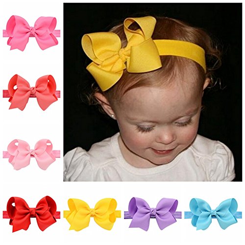 YHXX YLEN Large Cheer Bows for Toddlers Babies Big Girls 4'' Headbands 20 Colors (20 PCS Mix)