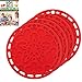 Silicone Hot Pads (Set of 4) - 6 in 1 Multi-Purpose Kitchen Tool, Pot Holder, Splatter Guard, Microwave Cover, Jar Opener, Decorative Trivet, Red, 8 Inches. Includes 121 Cooking Secrets Ebook
