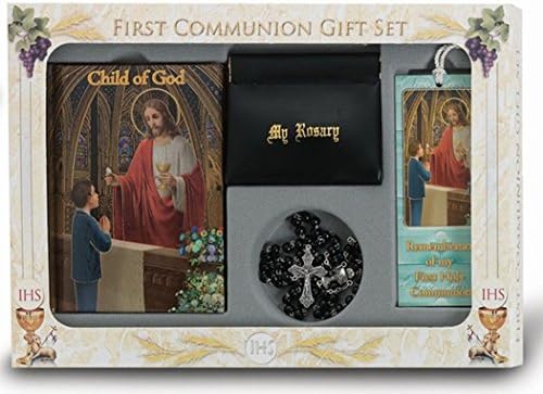 Cathedral Edition Child of God 6 Piece Deluxe First Communion Boxed Gift Set (Black (Boys))