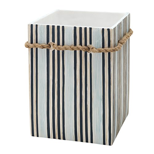 Zenna Home, India Ink Seaside Serenity Waste Basket, Coastal/Beach