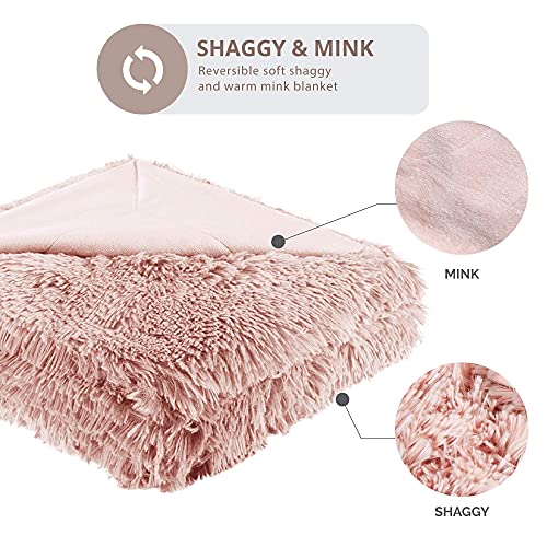 Hyde Lane Blush Pink Throw Blanket for Couch Sofa, Reversible Ultra