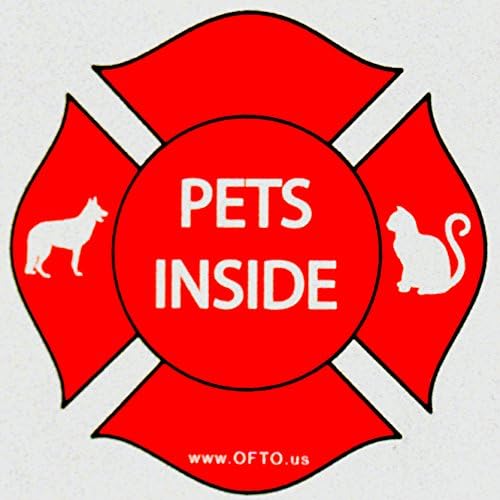 REFLECTIVE PET RESCUE STICKERS, Dog Cat Inside Firefighter Safety Pet Emergency Alert Sticker, Save Our Pets(2 pack)! In Case of Emergency, fire, 1st responder