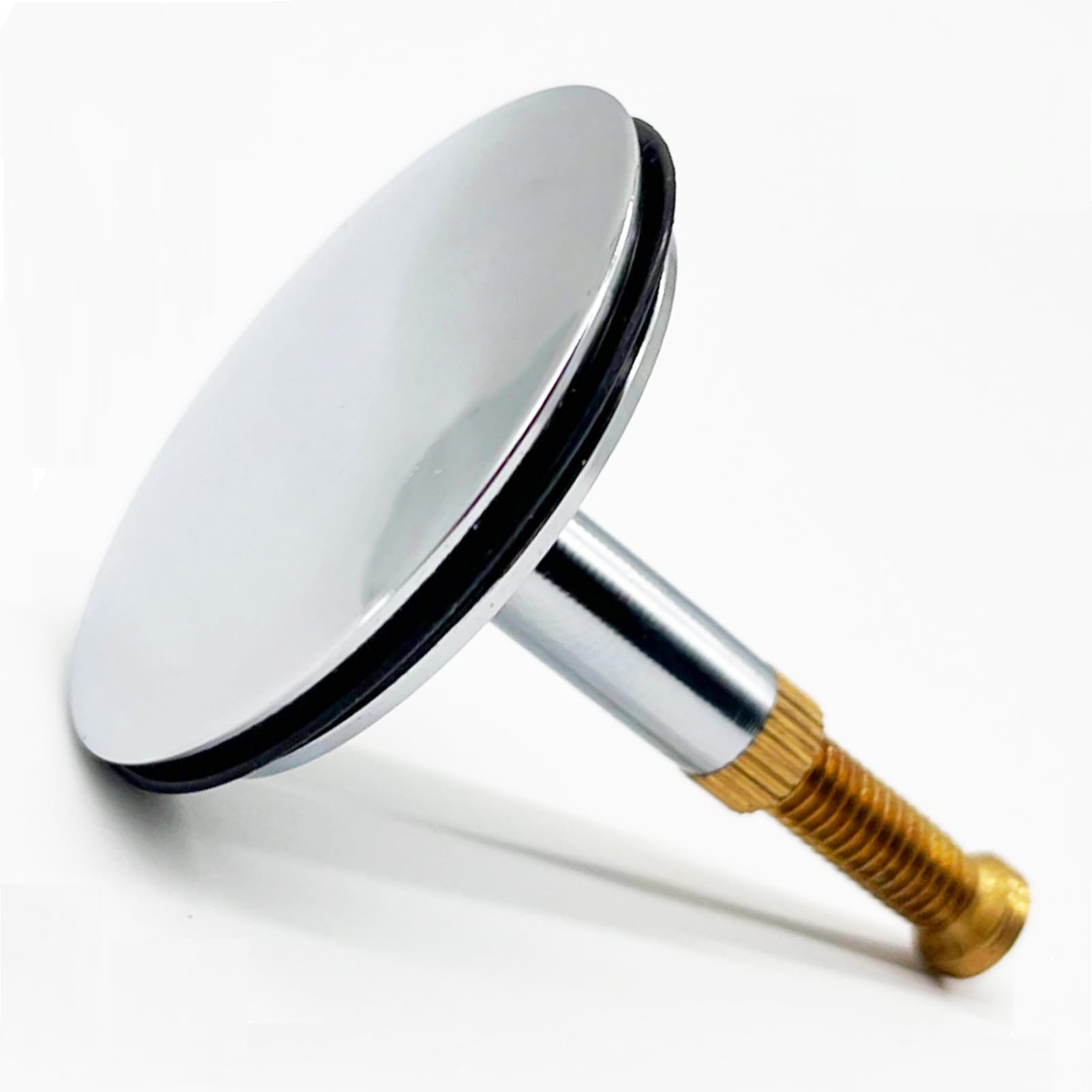 Pop Up Bath Plug 43mm Cover/ 8mm Pole Adjustable, Solid Brass Chrome Bathtub Drain Stopper, Chonphan Tub Plug Stopper, Drain Set for Uk Standard Bathtub