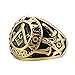 SINLEO Stainless Steel Gold Plated Vintage Freemason Symbol Masonic Rings Biker Bands for Men Size 12