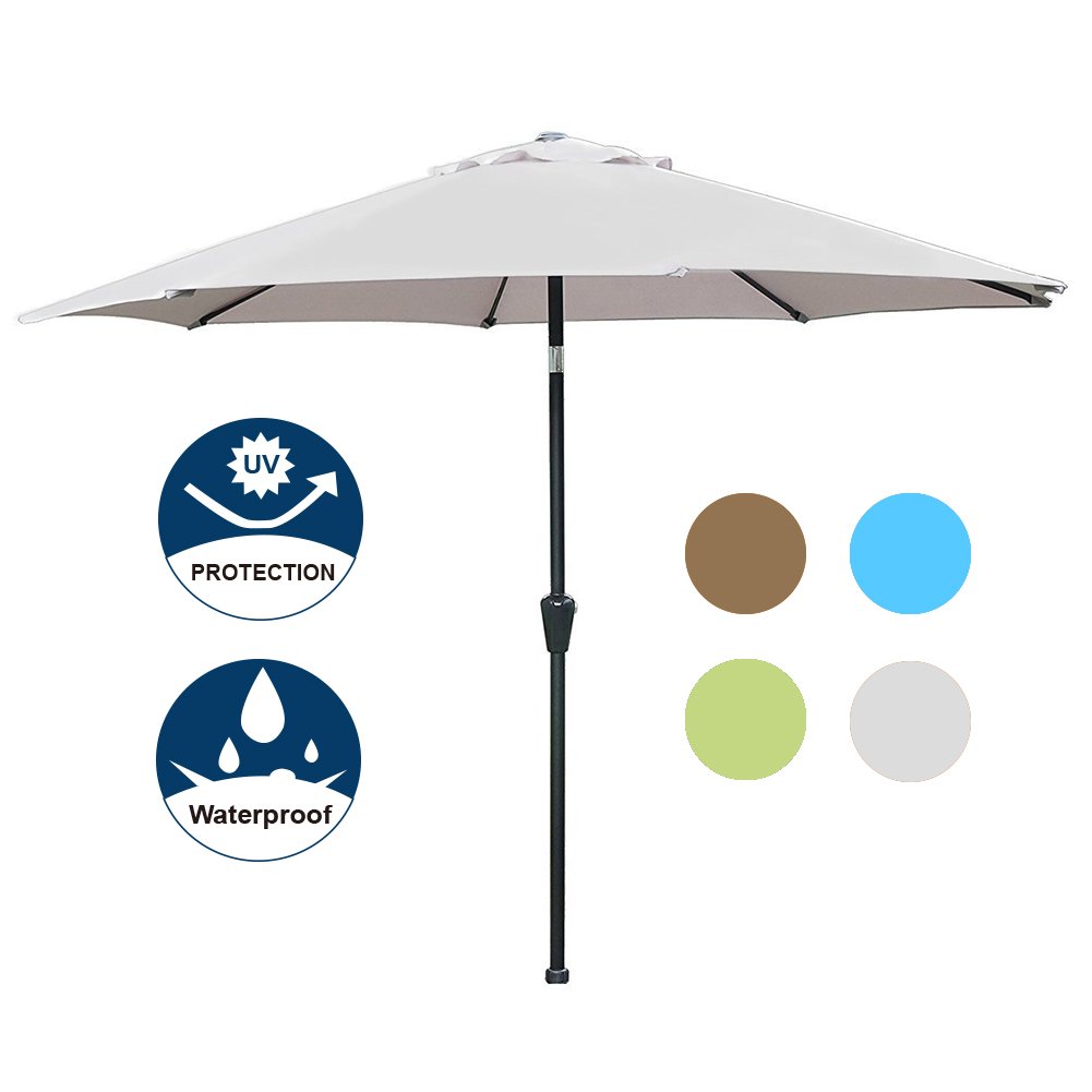 Mua Blissun 9 Patio Umbrella Aluminum Semi Auto Autotilt And Crank Garden Parasol 8 Ribs Grey Tren Amazon Má»¹ Chinh Hang 2020 Fado
