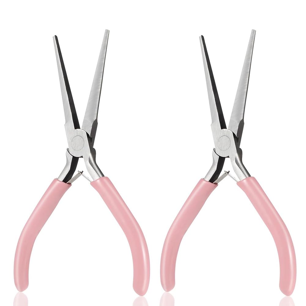 Xuzxinze 2 Pack Needle Nose Pliers, 6 Inch Long Nose Pliers Flat Nose Jewelry Pliers Small Nose Pliers Tools Wire Bending Pliers