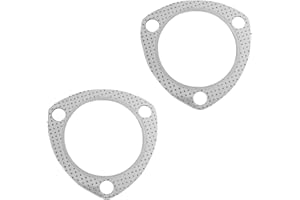GLSOWEE 2PCS Car Exhaust Gasket, 2.5" 3-Bolt Exhaust Pipe Flange Gasket with SS Fire Ring, Replacement Exhaust Flange Gasket with High Temp Gasket Material for SUV Car Truck