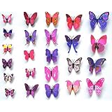 部屋に蝶々飛んでる！ 超かわいい 大きな 壁紙 立体 3D  ウォールステッカー 24匹 ピンク＆青  【マイホット】