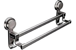 QAZNHODDS Suction Cup Bathroom Hand Towel Rack Towel Holder Wall Mount No Drill Mount 30/40/50/60/70/80cm Towel Bar Double Ro