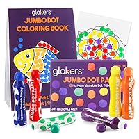 Glokers Preschool Art Set - 6 Jumbo Dot Paint Markers, 25-Page Dot Art Coloring Book