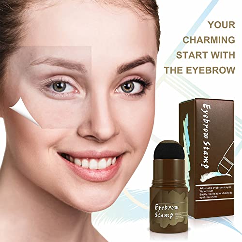 Eyebrow Stamp Kit Waterproof with 10 Reusable Eyebrow Stencil, Lasting, Dark Brown