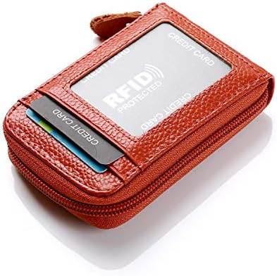 Leather Card Wallet Leather Credit Card Case RFID Check Card Card Case Business Card Holder Case Holder Protector Ladies Men 12 compartments (brown)