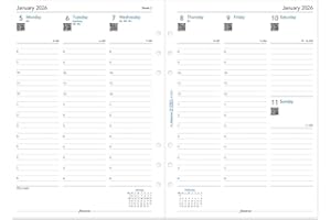 Filofax Calendar Diary Refill, A5 Size, Week-to-View with Appointments, White Paper, English, 2026 (C68521R-26)