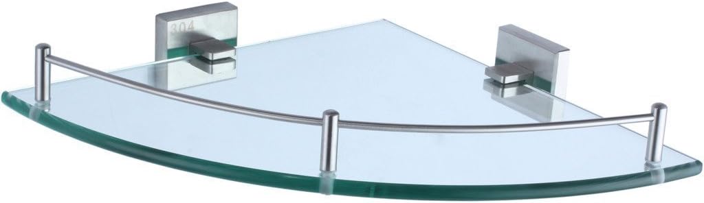 NEWBIAO Tempered Corner Rails Glass Shelf For Bathroom-SUS304 Stainless Steel,Concealed Screw Mounti