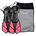 Seavenger Torpedo Swim Fins | Travel Size | Snorkeling Flippers with Mesh Bag for Women, Men and Kids (Coral Pink, S/M)