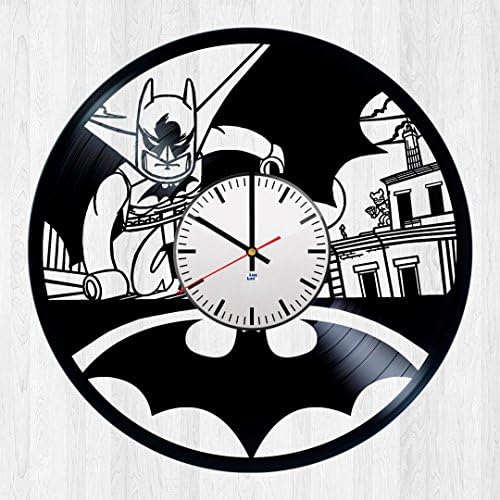 Modern Vinyl Record Wall Clock With Batman Design - Unique Home Room Wall Decor - Original Gift Idea For Youth, Teens, Girls and Women - Exclusive Comics Superhero Fan Art