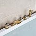 Rozin Gold Polished 5pcs Tub Filler Faucet Crystal Knobs Mixer with Hand Shower