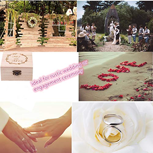 senover Wooden Mr Mrs Wedding Ring Box Wedding Ring Bearer Box Ring Bearer Pillow Shabby Chic Ring Box for Engagement Anniversary Valentine's Day Decorative Jewelry Box Favor Gift - Thumbnail 6