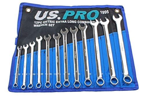 US PRO 12pc Extra Long Metric Combination Spanner Wrench Set 8-19mm 1995