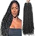 Passion Twist Hair Black Water Wave Crochet Hair 6 Packs Curly Bohemian Hair For Crochet Passion Twists Pre Stretched Crochet Braiding Hair Crochet Braids Synthetic Hair Extension(18inch,1B#)