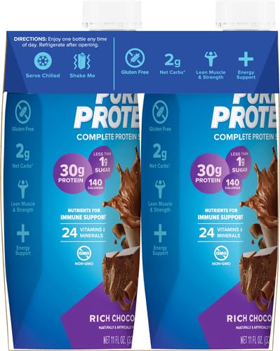 PURE PROTEIN CHOCOLATE PROTEIN SHAKE | 30G COMPLETE PROTEIN | READY TO DRINK AND KETO-FRIENDLY | VITAMINS A, C, D, AND E PLUS ZINC TO SUPPORT IMMUNE HEALTH | 11 FL OZ (PACK OF 4)