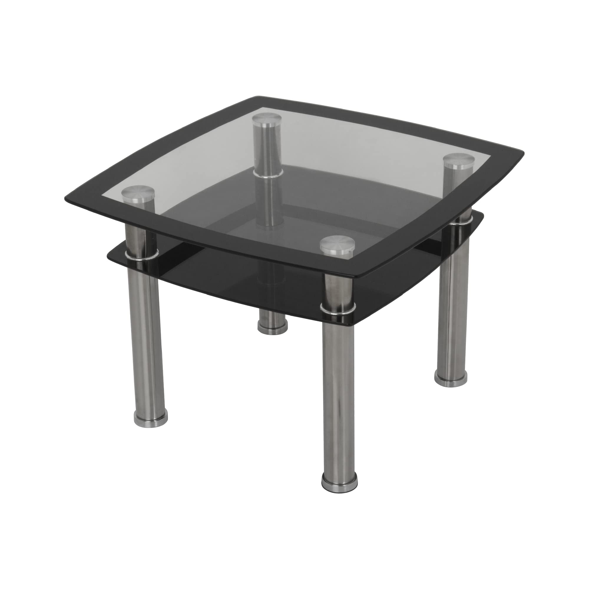 mahara King Black Glass Decorative Table (Black/Chrome, Side Table)