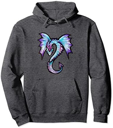 Unisex Cute Dragon art pullover hoodie Geek Dragon artwork design 2XL Dark Heather