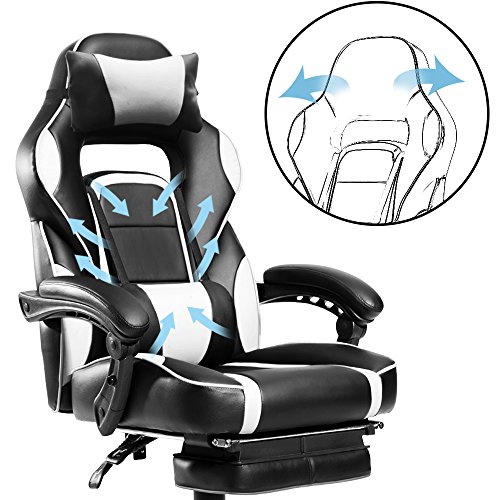 image for Merax Racing Office Desk Chair Gaming Ergonomic Chair with Footrest an
