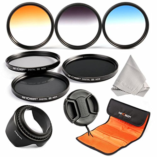 67mm Filter, K&F Concept 6pcs 67mm Slim Lens Filter Kit ND2 Filter + ND4 Filter + Neutral Density ND4 Filter + Graduated Color Filter Lens Filter Set