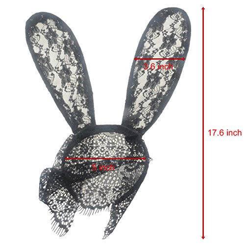 Wowlife Bunny Rabbit Ears Sexy Rabbit Ears Lace Mask Veil Headband Supply for Nightclubs & Masquerade & Halloween & Christmas (Style 01)
