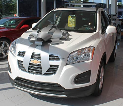 30" Suction Cup Car Bow - Made in USA (Silver)