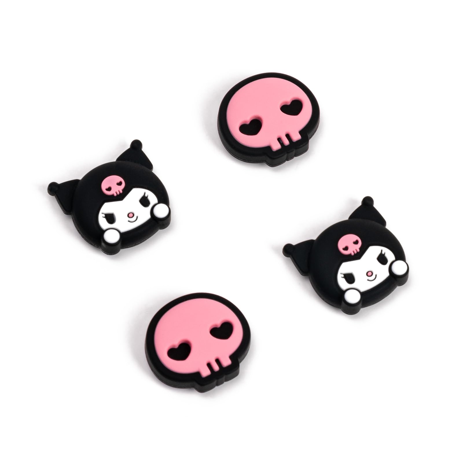 WISHAVEN Cute Pocket Monsters Joycon Thumb Grip Caps Compatible with Nintendo Switch, Soft Silicone Joystick Cover for Nintendo Switch/OLED/Lite Controller, 4PCS (Skull & Troublemaker Rabbit)