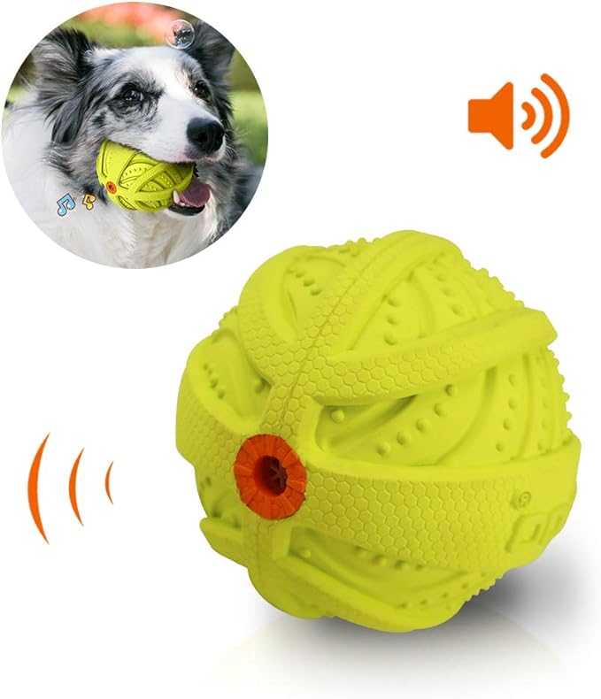 LaRoo dog toy dog ball squeaker, durable natural rubber dog football